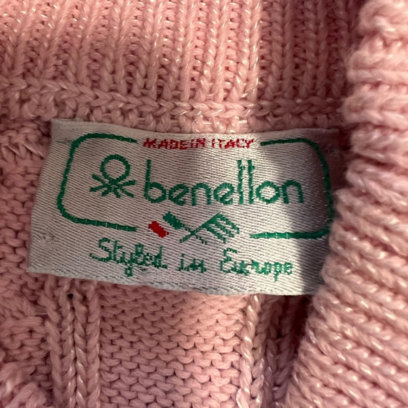 Vintage United Colors Benetton Cable Knit Mock Neck Sweater Vest - Picture 5 of 6